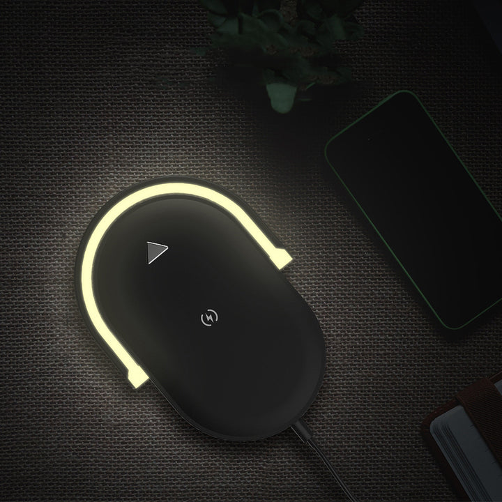 White foldable wireless charger lamp with phone