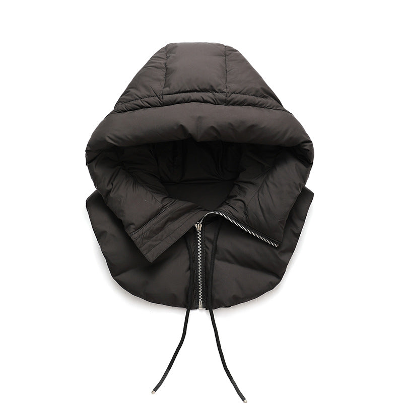 Quilted down hood with neck warmer