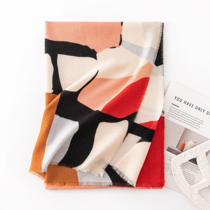 Plushridge Abstract Print Scarf with Cashmere Feel