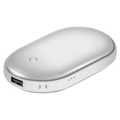 Silver pebble hand warmer and power bank