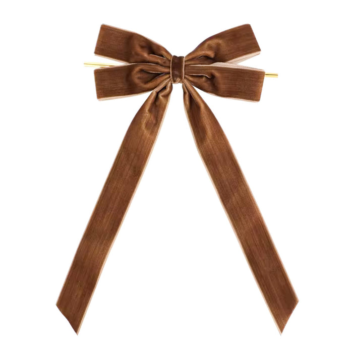 Plushridge Velvet Christmas Bow with Long Tails and Gold Cord