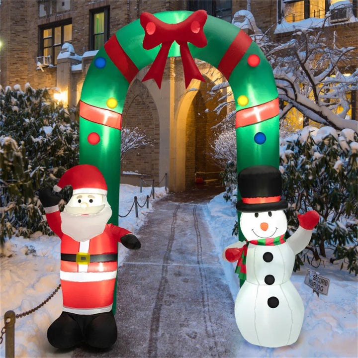 Inflatable Christmas arch with Santa snowman