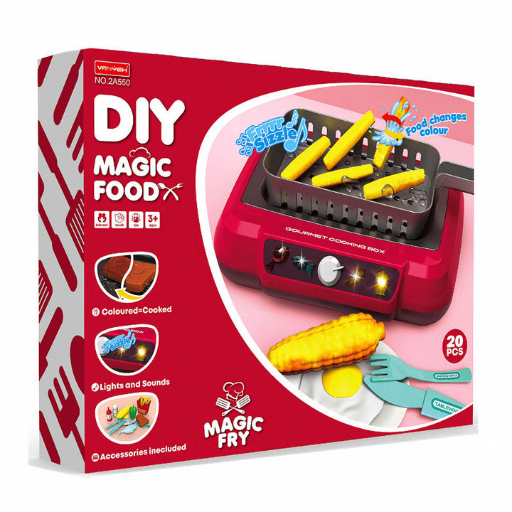 Kids toy stove set with play food and utensils
