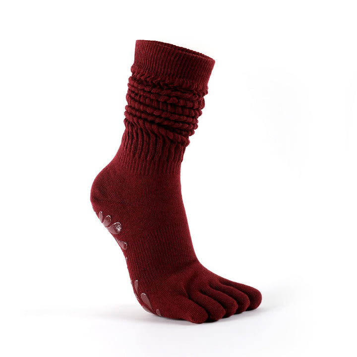 White slouchy toe socks with grip dots