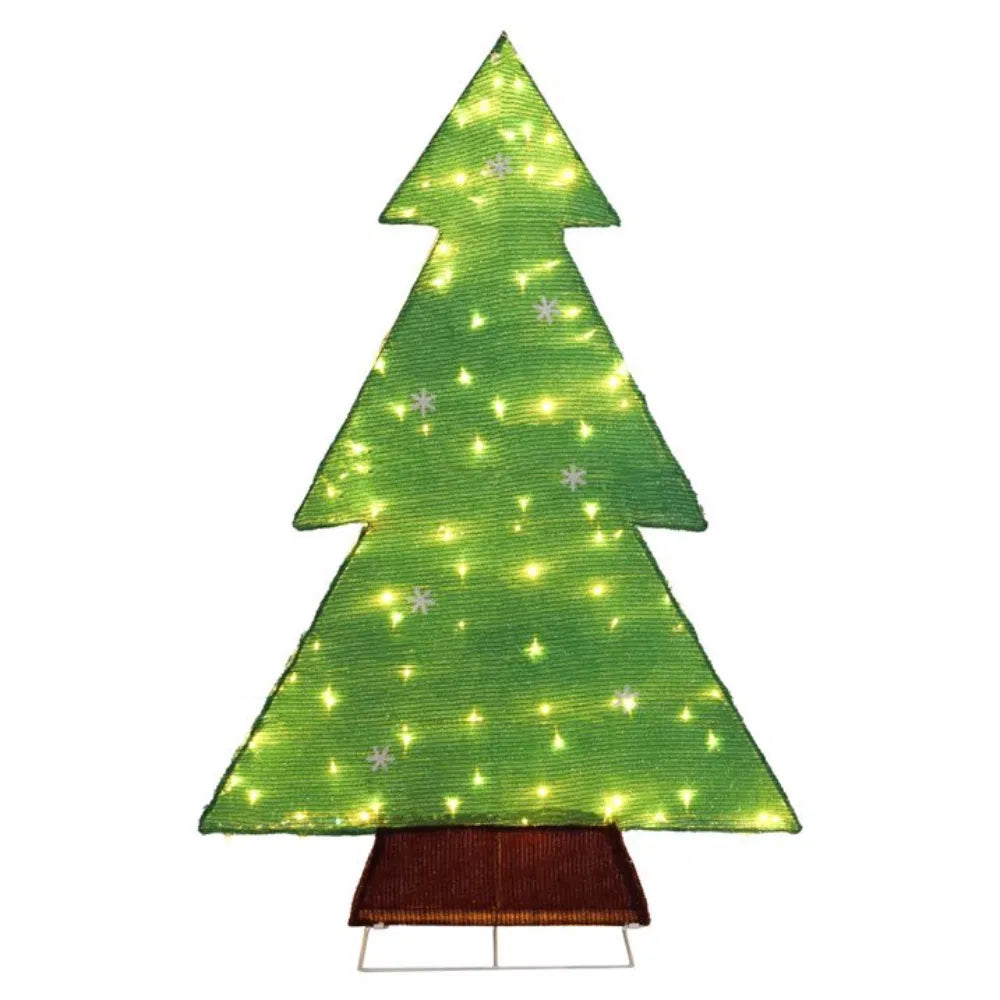 Lighted tinsel tree with snowflake front