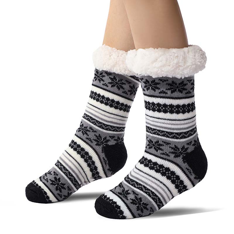 Ultra-Thick Snowflake Slipper Socks with Silicone Grippers
