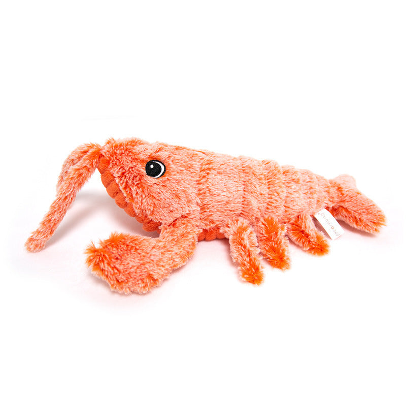 Orange plush flopping lobster cat toy