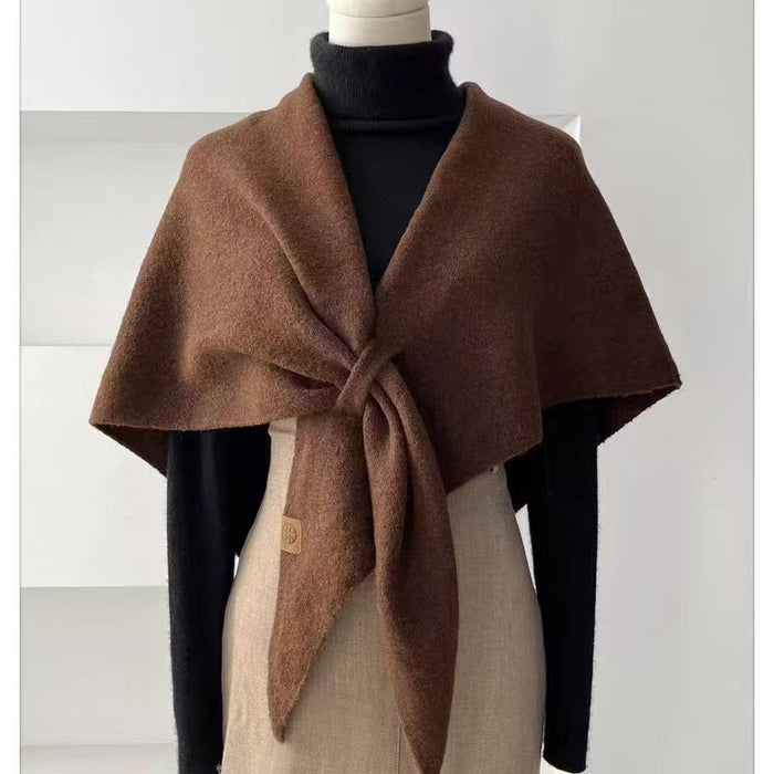 Plushridge Wool Knit Triangle Shawl That Ties at the Front