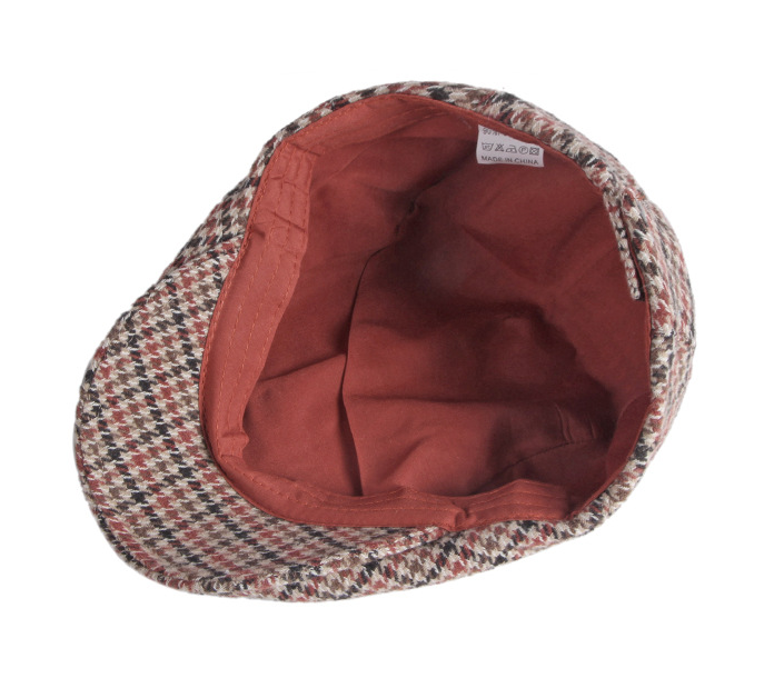 Khaki houndstooth flat cap