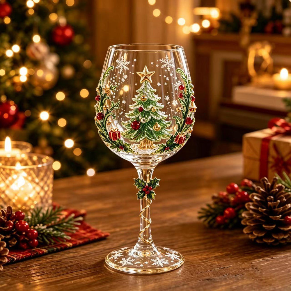 Christmas wine glass with Santa stem
