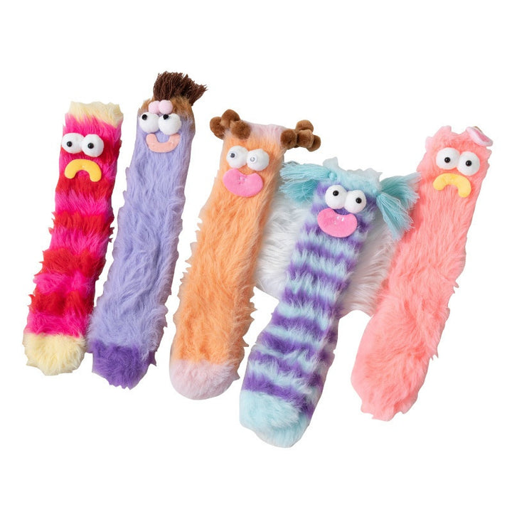 Fluffy purple monster floor socks