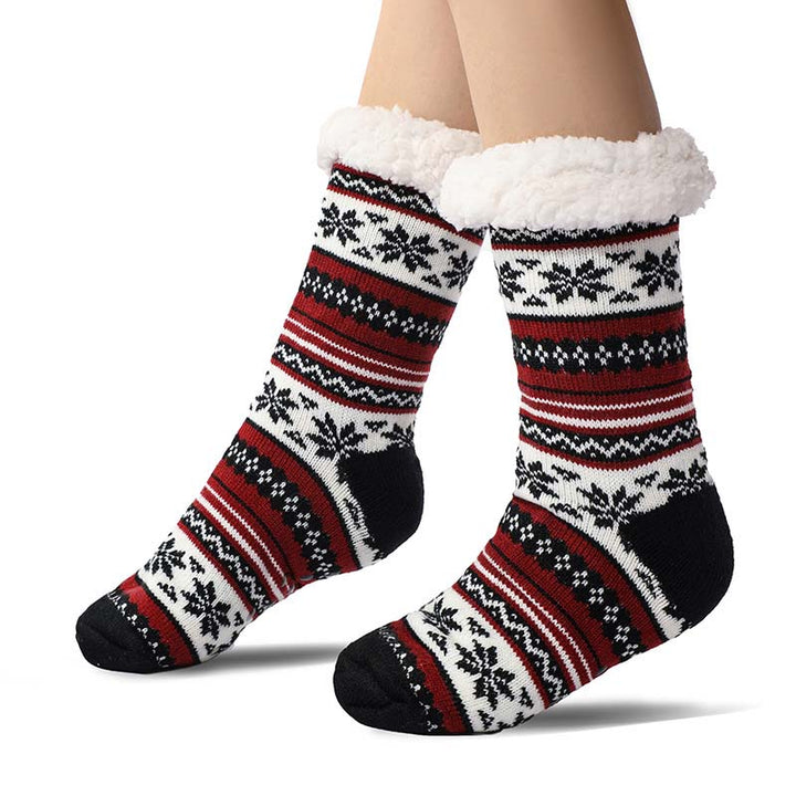 Ultra-Thick Snowflake Slipper Socks with Silicone Grippers
