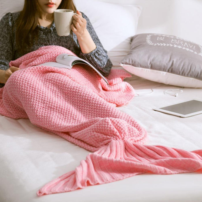 Plushridge™ Crochet Mermaid Tail Blanket in a Soft Cotton Blend