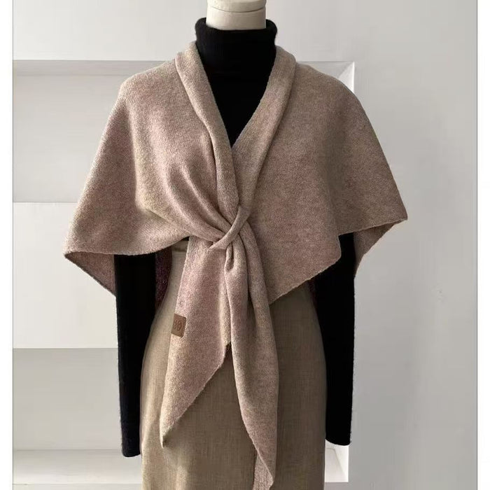 Plushridge Wool Knit Triangle Shawl That Ties at the Front