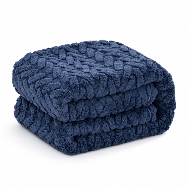Reversible Jacquard Fleece Blanket with Smooth and Fluffy Sides