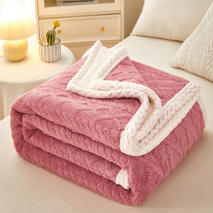 Plushridge Double Layer Coral Fleece Blanket with Sherpa Reverse