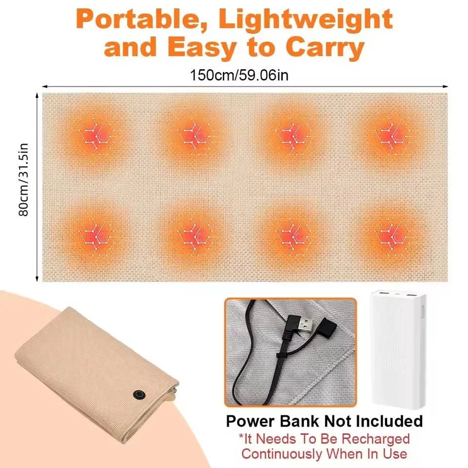 Plushridge™ USB-C Heated Blanket with Zipper and 8 Heat Zones