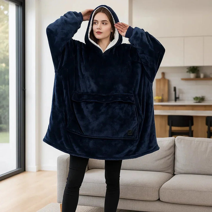 USB Heated Blanket Hoodie – Cozy Wearable Flannel Warmth