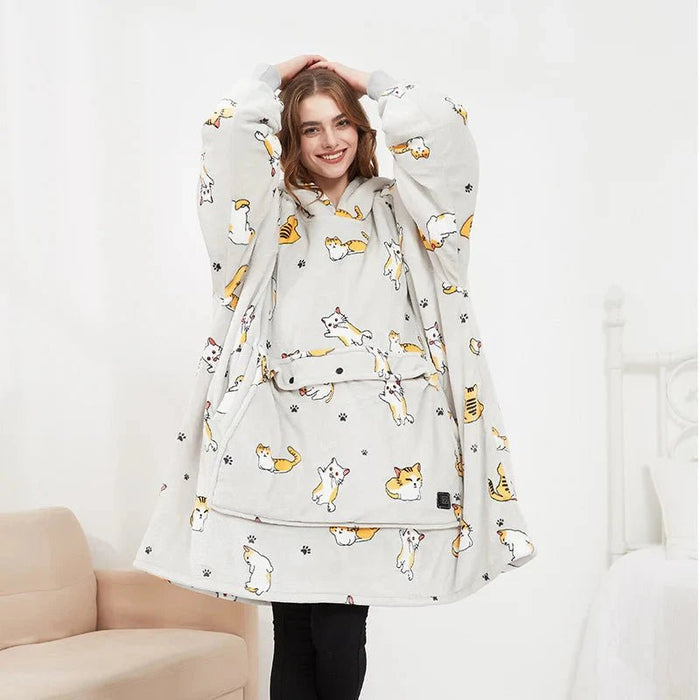 Plushridge™ USB Heated Blanket Hoodie in Soft Flannel