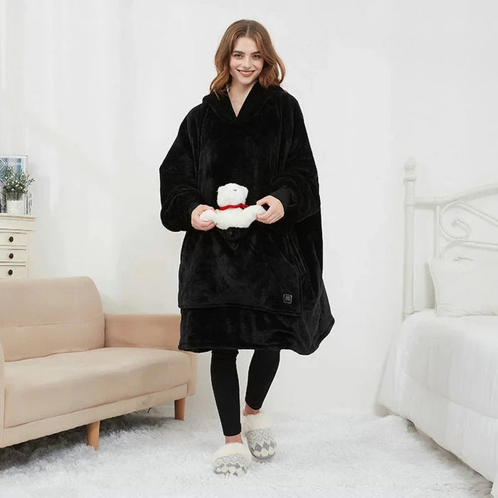 Plushridge™ USB Heated Blanket Hoodie in Soft Flannel
