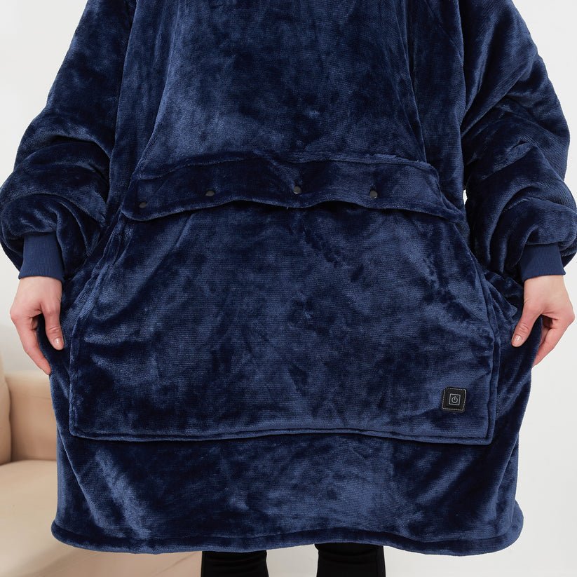 USB Heated Blanket Hoodie – Cozy Wearable Flannel Warmth