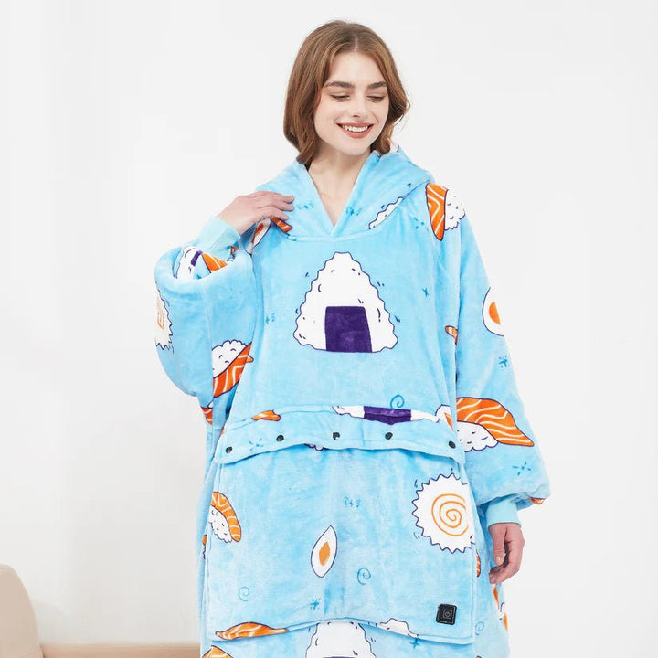 USB Heated Blanket Hoodie – Cozy Wearable Flannel Warmth