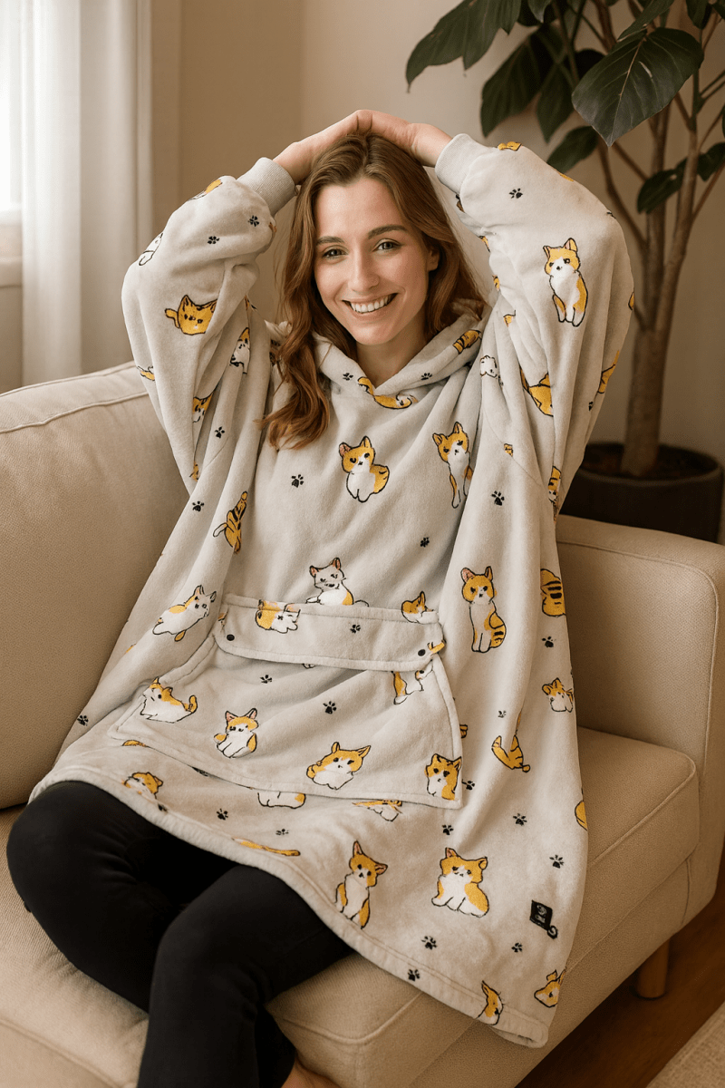USB Heated Blanket Hoodie – Cozy Wearable Flannel Warmth
