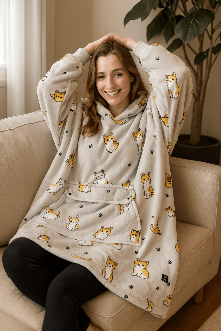 USB Heated Blanket Hoodie – Cozy Wearable Flannel Warmth