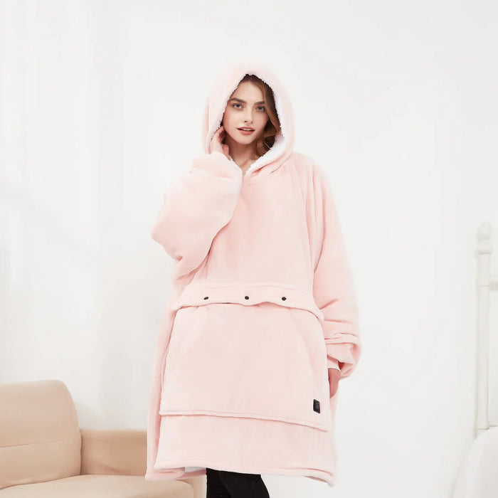 Plushridge™ USB Heated Blanket Hoodie in Soft Flannel
