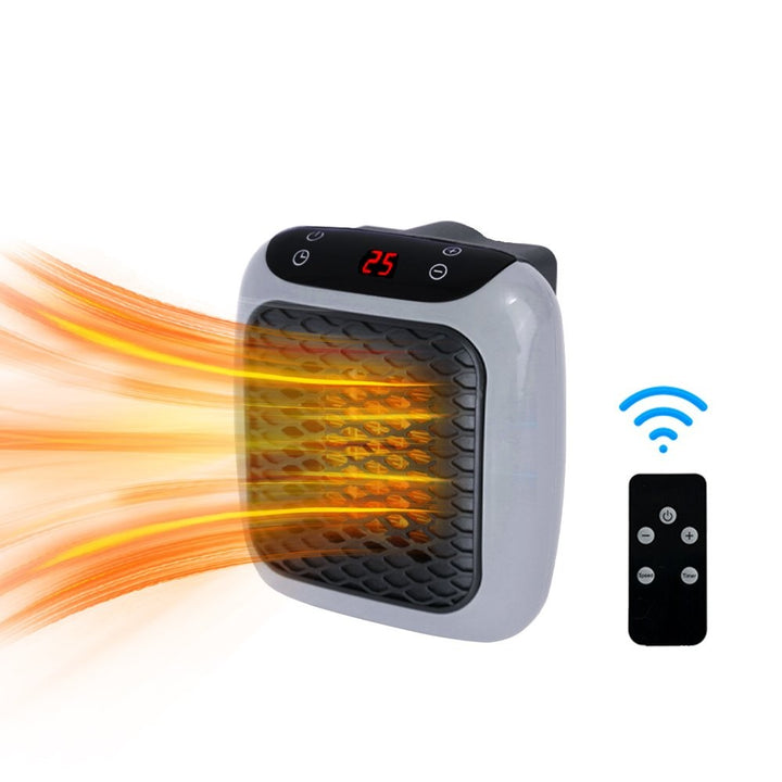 Small outlet heater with digital display and remote