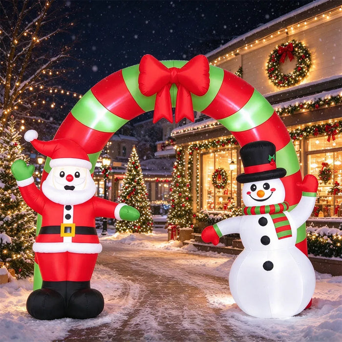 Plushridge 10 ft Inflatable Christmas Archway with Santa and Snowman