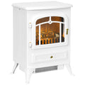 White electric stove heater with glowing log flames