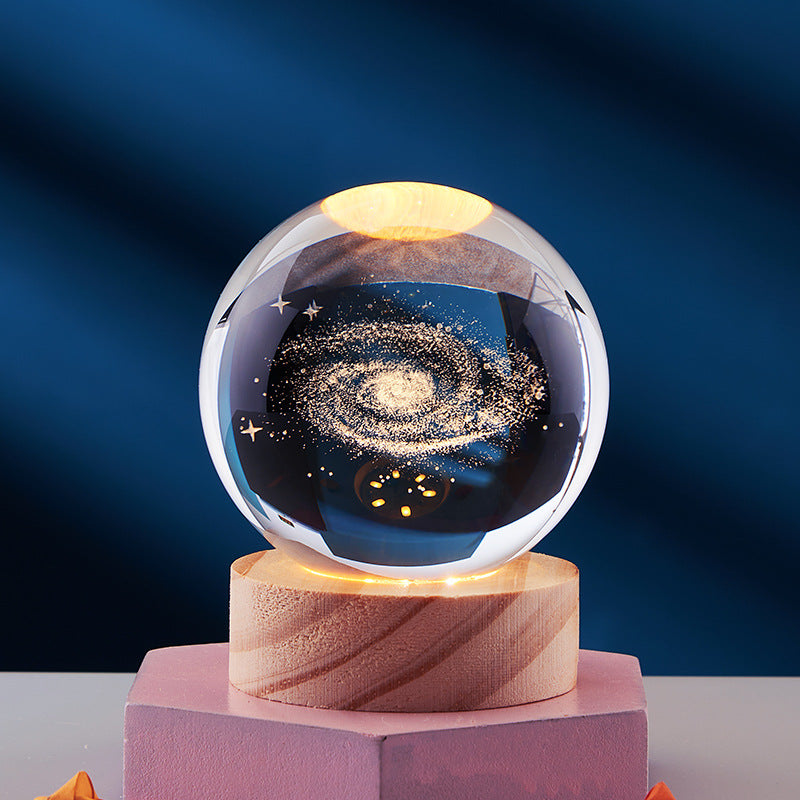 3D Crystal Ball Night Light, Solar System Inner Carving