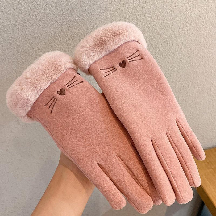 Plushridge Fleece-Lined Suede-Look Gloves with Faux-Fur Cuff