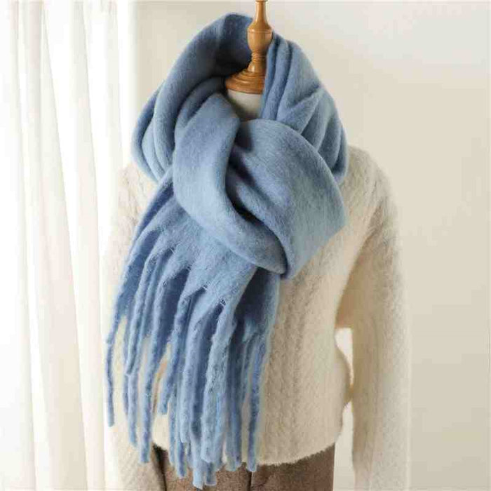 Plushridge Fluffy Winter Scarf with Chunky Tassels in 19 Colors