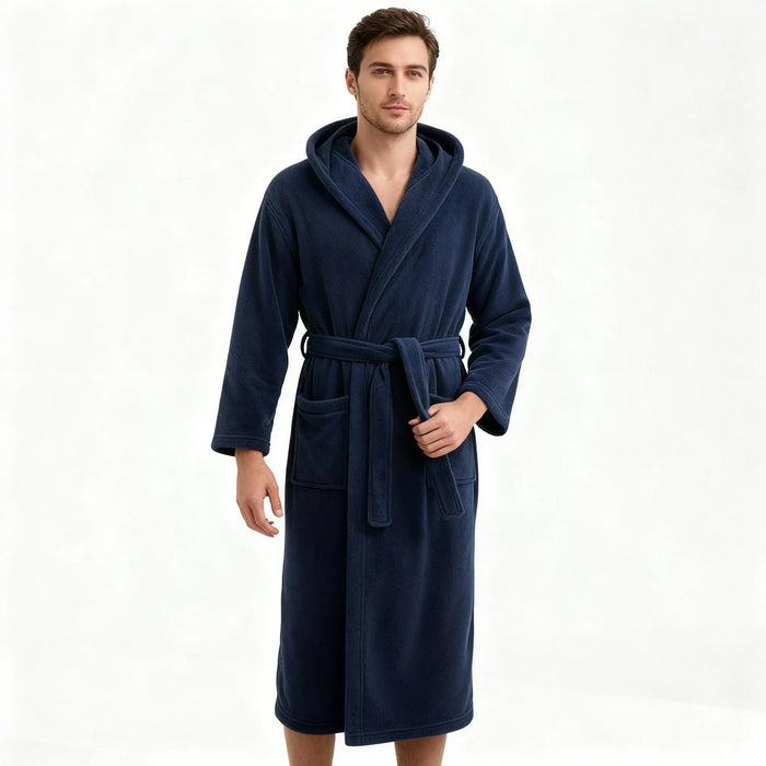 Plushridge™ Men's Long Hooded Bathrobe in Quick-Drying Plush Fleece
