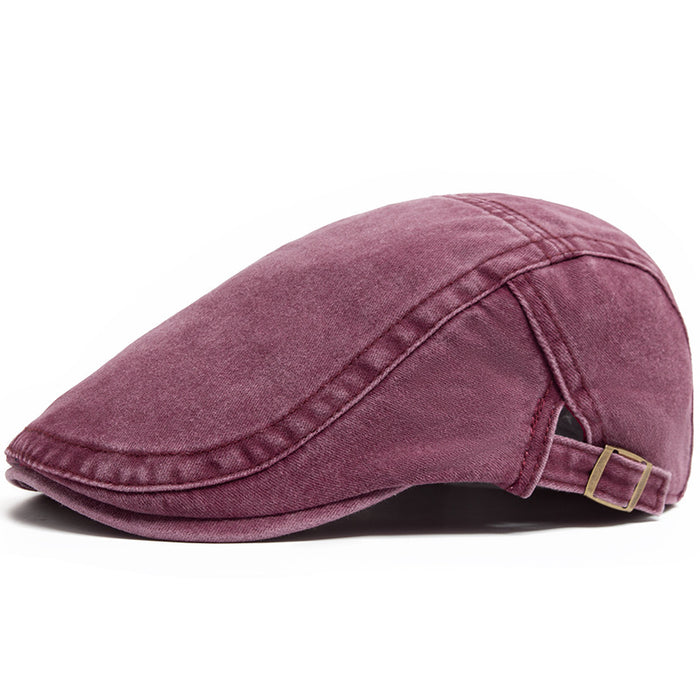 Plushridge Washed Denim Flat Cap with Buckle Back
