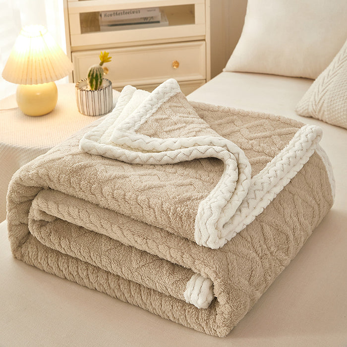 Plushridge Double Layer Coral Fleece Blanket with Sherpa Reverse