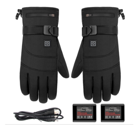 Electric heated gloves with cuff battery pocket