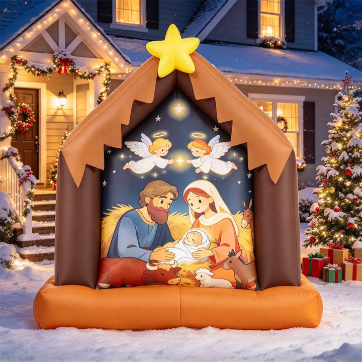 Inflatable nativity scene with Holy Family
