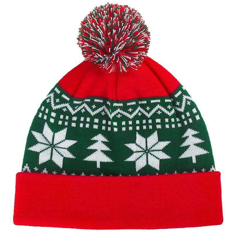 Red Christmas knit beanie with pom pom