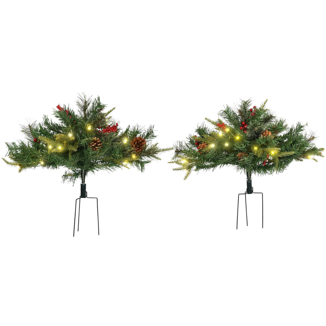 Small battery lit porch tree with pine cones