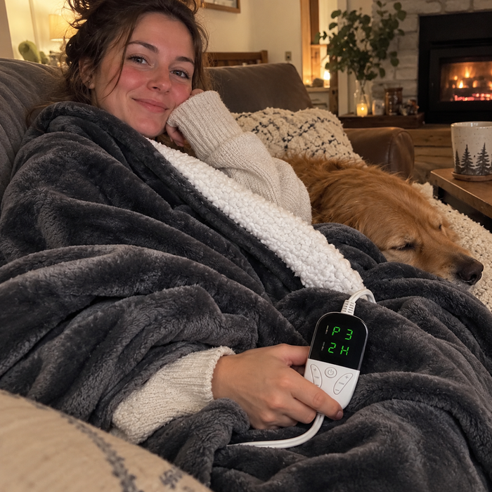 Fireside coziness on the couch