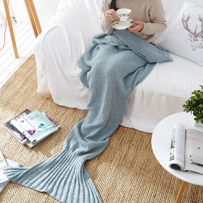 Plushridge™ Crochet Mermaid Tail Blanket in a Soft Cotton Blend