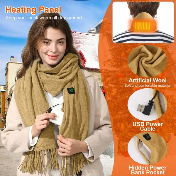 Plushridge™ Heated Fleece Neck Scarf with LED Heat Indicator