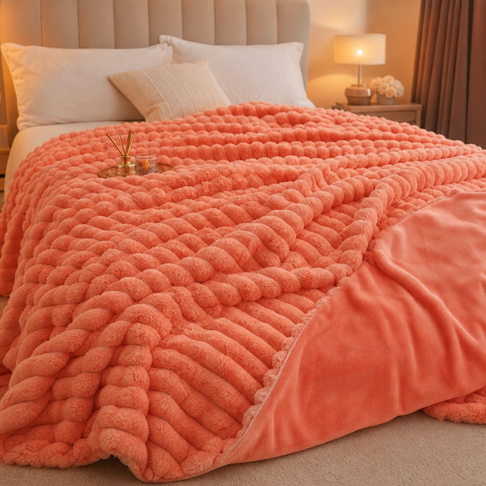 Plushridge™ Two-Tone Reversible Plush Blanket – Fluffy Plush Meets Silky Velour