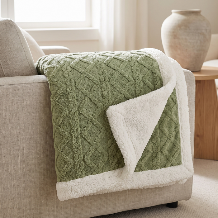 Plushridge™ Reversible Brushed Sherpa Blanket – Heavy, Warm and Soft