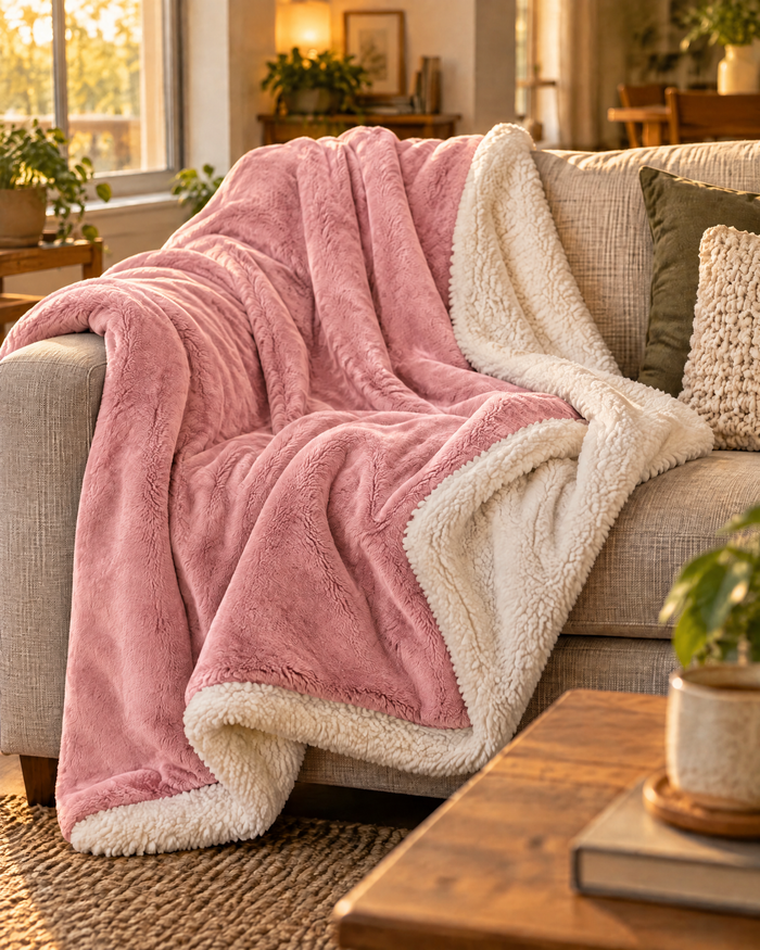 Plushridge™ Reversible Sherpa Fleece Throw Blanket – Plush on Both Sides