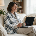 Plushridge™ Wearable Plaid Blanket with Snaps – Poncho, Cape or Wrap