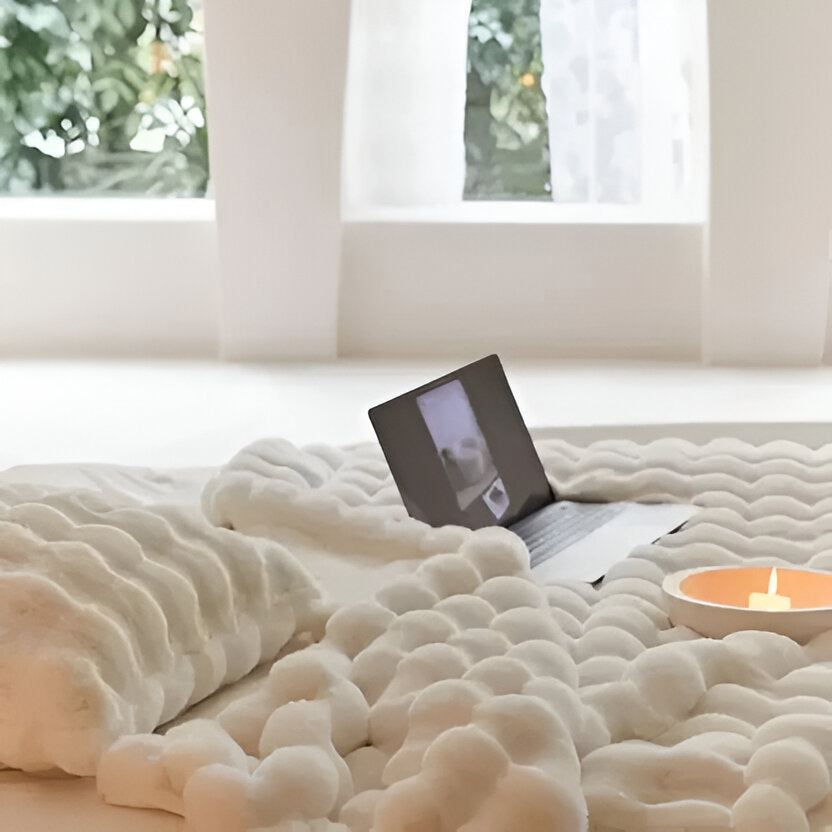 Textured Blanket for Bed or Sofa, Decorative Home Throw